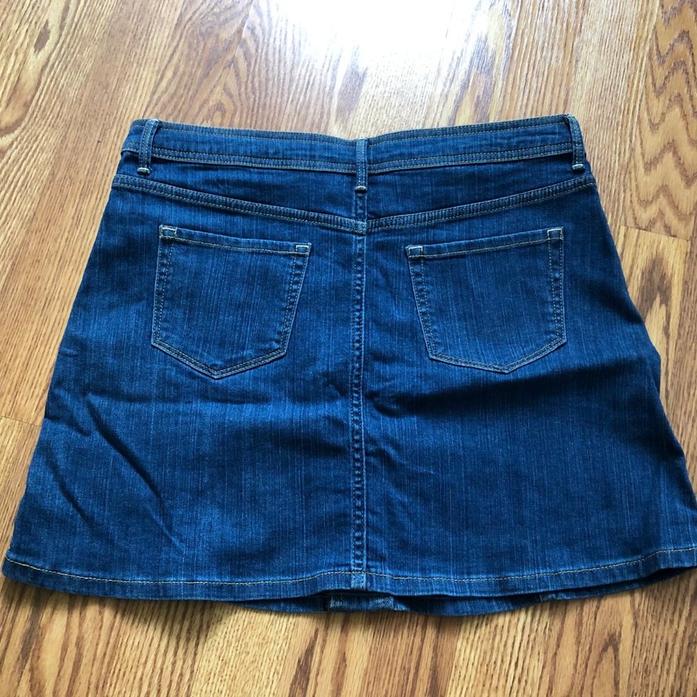 Hinge Button Front Denim Mini Skirt - image 2